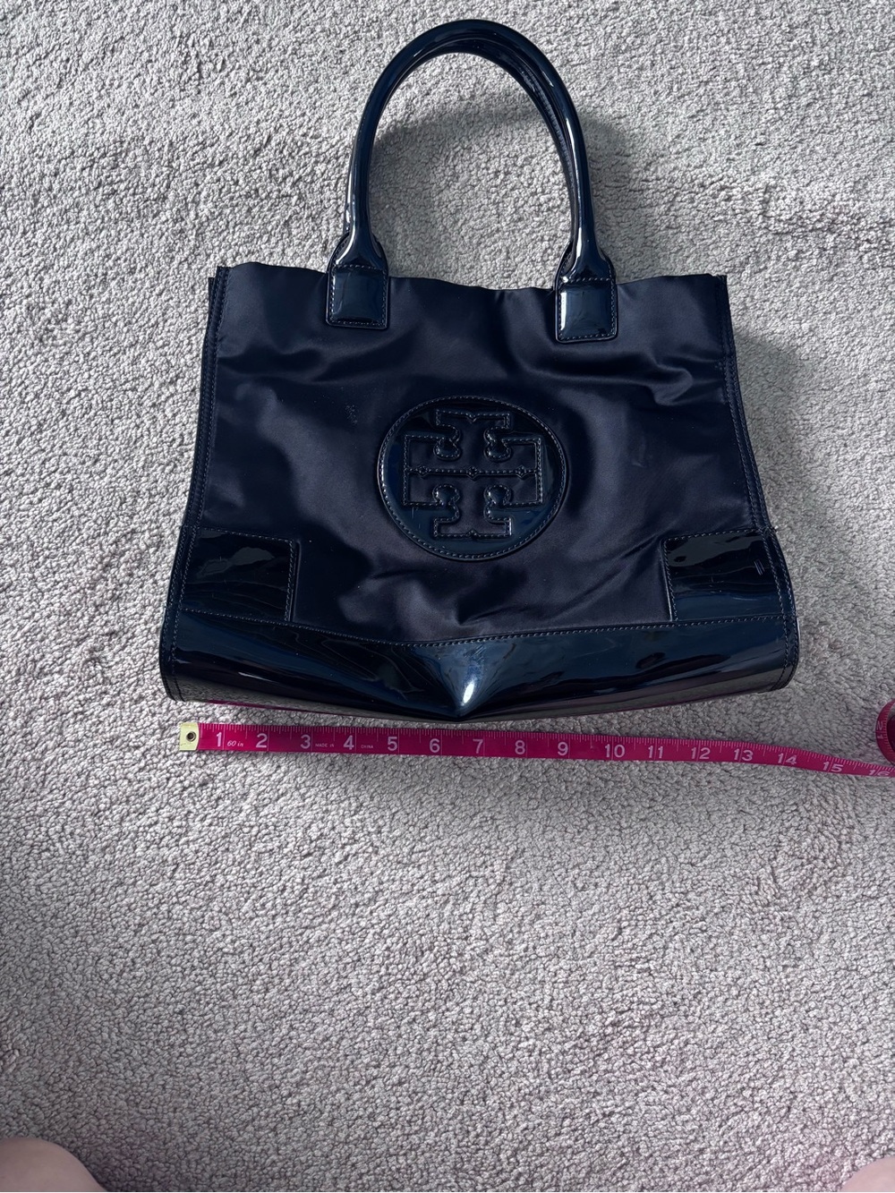 Tory Burch Black Patent Nylon Tote